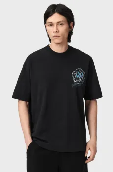 Мужская черная футболка AFFIX Черный M AllSaints M040PE