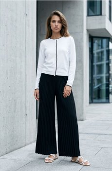 Кардиган з контрастною облямівкою з віскозою - білий