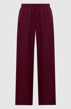 Бордовые брюки из шелка в узор