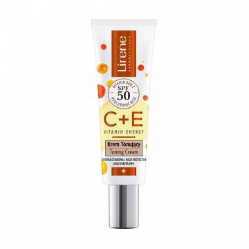 Тональный крем для лица Lirene C+E Vitamin Energy Toning Cream SPF 50, 30 мл Тональный крем для лица Lirene C+E Vitamin Energy Toning Cream SPF 50, 30 мл