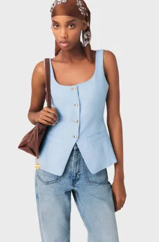 Женский голубой жилет Голубой 36 MAJE MFPTO01335_Blue Sky