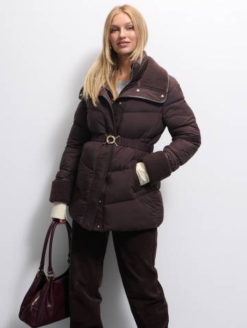 Mohito - Стьобана куртка з зав’язуваним поясом - коричневий - 36