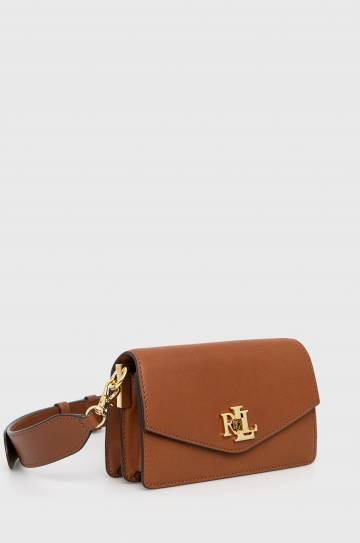 Кожаная сумочка Lauren Ralph Lauren цвет коричневый Кожаная сумочка Lauren Ralph Lauren цвет коричневый