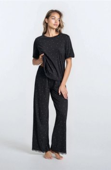 Двокомплектна піжама з домішкою віскози - чорний