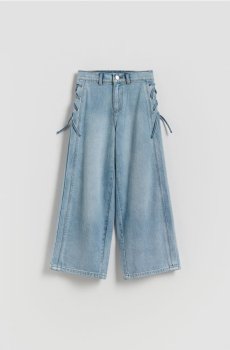 Reserved - Джинси wide leg з декоративними елементами - синій - 717IU-55J