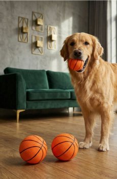 Набір м’ячів для собак з мотивом баскетбольного м’яча – 3 шт. - помаранчевий