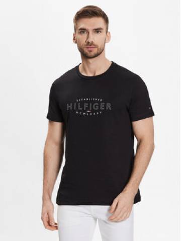 Tommy Hilfiger Футболка Curve Logo MW0MW30034 Чорний Slim Fit Tommy Hilfiger Футболка Curve Logo MW0MW30034 Чорний Slim Fit