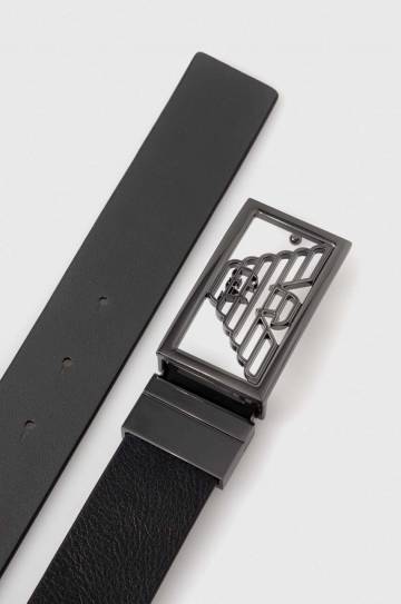 Двухсторонний кожаный ремень Emporio Armani мужской цвет чёрный