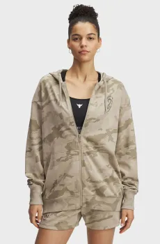 Женское бежевое камуфляжное худи Pjt Rck Terry Full Zip Бежевый S Under Armour 1389708-299