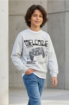 Світшот crewneck з геймерським принтом - сірий