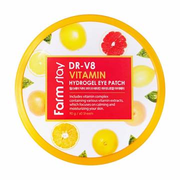 Витаминные патчи для кожи вокруг глаз FarmStay DR-V8 Vitamin Hydrogel Eye Patch, 90 г Витаминные патчи для кожи вокруг глаз FarmStay DR-V8 Vitamin Hydrogel Eye Patch, 90 г