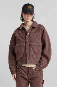 Женская коричневая джинсовая куртка Drifter sherpa Коричневый S G-Star RAW D25340,D491