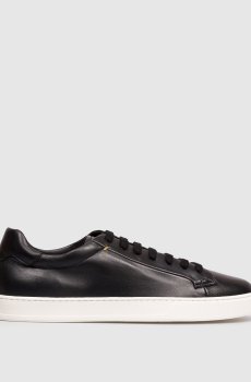 Черные кожаные кеды с логотипом