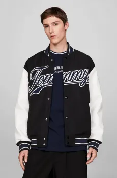 Мужской черный бомбер TJM LETTERMAN JACKET EXT Черный XL Tommy Jeans DM0DM17880