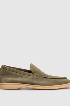 Замшевые цветные лоферы хаки FELIX