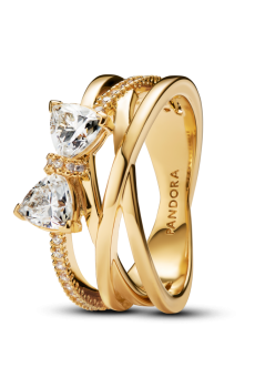 Каблучка "Іскристий бант" з покриттям 14k золотом