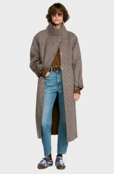 Женское двустороннее шерстяное пальто Разноцветный 40 Sandro SFPOU00837_Black Brown