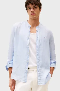 Мужская голубая льняная рубашка PIGMENT DYE MAO Голубой L Tommy Hilfiger MW0MW39271