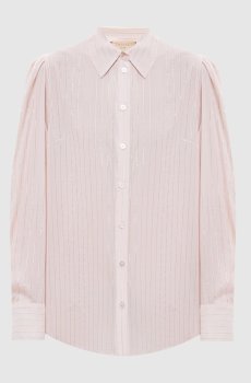 Розовая рубашка в полоску с люрексом