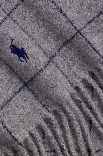 Шерстяной шарф Polo Ralph Lauren цвет серый узорный 449959523 Шерстяной шарф Polo Ralph Lauren цвет серый узорный 449959523