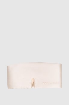 Бежевая маска для сна из шелка с логотипом