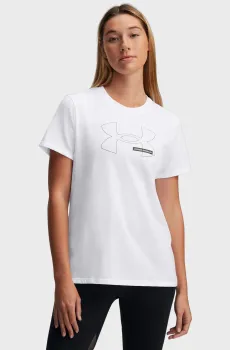 Женская белая футболка UA Rival Outline SS Белый L Under Armour 1389719-100