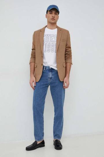 Хлопковая футболка Guess цвет белый с аппликацией Хлопковая футболка Guess цвет белый с аппликацией