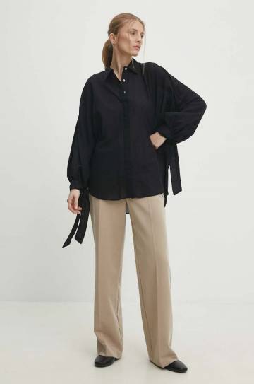 Хлопковая рубашка Answear Lab женская цвет чёрный relaxed классический воротник Хлопковая рубашка Answear Lab женская цвет чёрный relaxed классический воротник