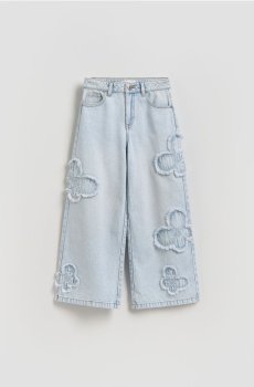 Reserved - Джинси wide-leg з аплікаціями - синій - 620FZ-05J
