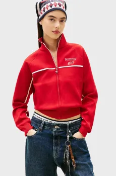 Женская красная спортивная кофта TOMMY GIRL KNITTED TRACK Красный M Tommy Jeans DW0DW22503