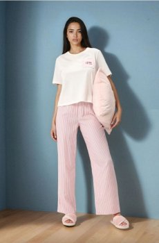 Двокомплектна бавовняна піжама - білий