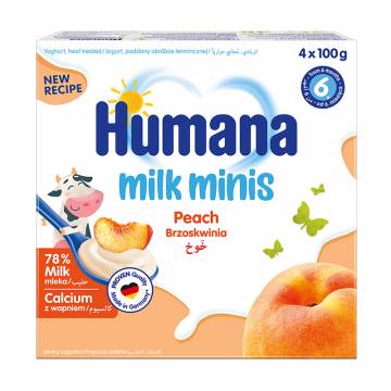 Продукт кисломолочный Humana Baby Milk Minis Peach Персик, 4*100 г Продукт кисломолочный Humana Baby Milk Minis Peach Персик, 4*100 г