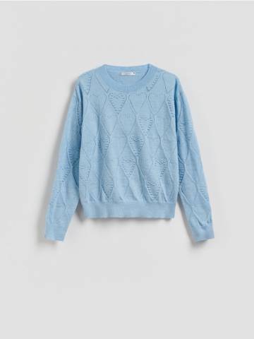 Reserved - LADIES` SWEATER - блідо-блакитний - 064JJ-05X Reserved - LADIES` SWEATER - блідо-блакитний - 064JJ-05X