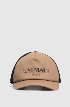 Детская коричневая кепка с вышивкой логотипа