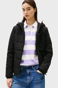 Женская черная куртка SLIM LW HOODED PADDED Черный L Tommy Jeans DW0DW20959