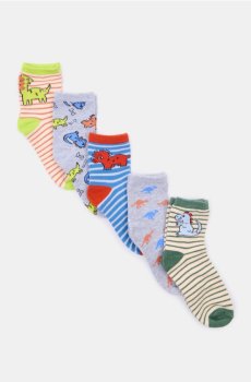 Шкарпетки з мотивом динозаврів, набір із 5 - різнобарвний