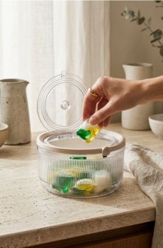 Рифлений контейнер із кришкою для кавових капсул - білий