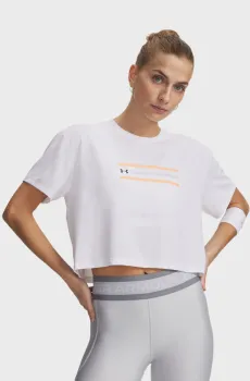 Женская белая футболка Tech Branded Crop SS Белый XS Under Armour 6009987-100