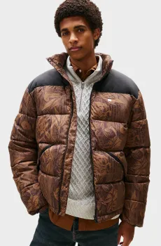 Мужской коричневый пуховик с узором PUFFER Коричневый L Tommy Jeans DM0DM22037