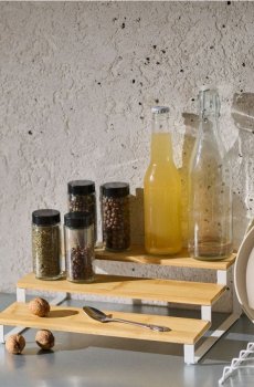 Трирівневий кухонний органайзер - бежевий