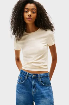 Женская бежевая футболка ESSENTIAL Бежевый XS Tommy Jeans DW0DW20913