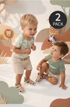 Бавовняне боді з мотивом крокодилів 2 pack - світло-оливковий