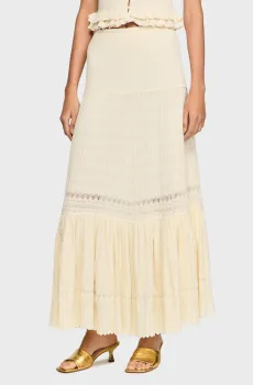 Женская белая юбка Белый 34 Sandro SFPJU01597_Ecru