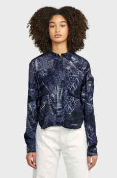 Женская темно-синяя рубашка с узором Print Синий M G-Star RAW D26011,D924