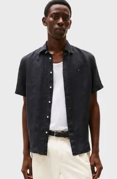 Мужская черная льняная рубашка PIGMENT DYED LINEN Черный M Tommy Hilfiger MW0MW35207