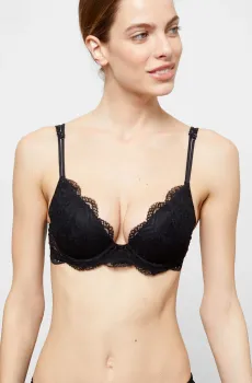 Женский черный бюстгальтер пуш-ап BANDIT Черный 80C Etam 6503295