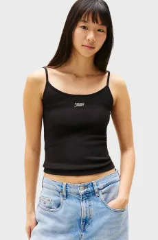 Женский черный топ SCRIPT STRAPPY Черный L Tommy Jeans DW0DW20241