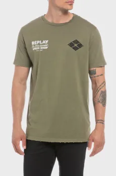 Мужская оливковая футболка Оливковый S Replay M6499 .000.23188G