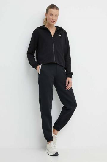 Кофта Guess SKYLAR женская цвет чёрный с капюшоном однотонная V4GQ09 K8802 Кофта Guess SKYLAR женская цвет чёрный с капюшоном однотонная V4GQ09 K8802