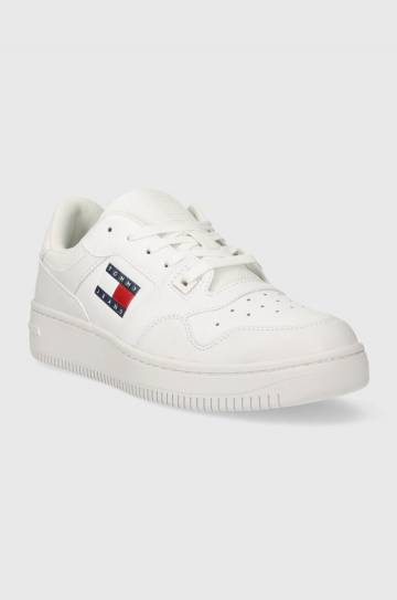 Кожаные кроссовки Tommy Jeans TJW RETRO BASKET ESS цвет белый EN0EN02505 Кожаные кроссовки Tommy Jeans TJW RETRO BASKET ESS цвет белый EN0EN02505
